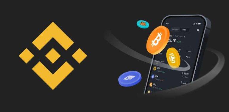 Binance logo a megadrop tokeny s mobilným zariadením