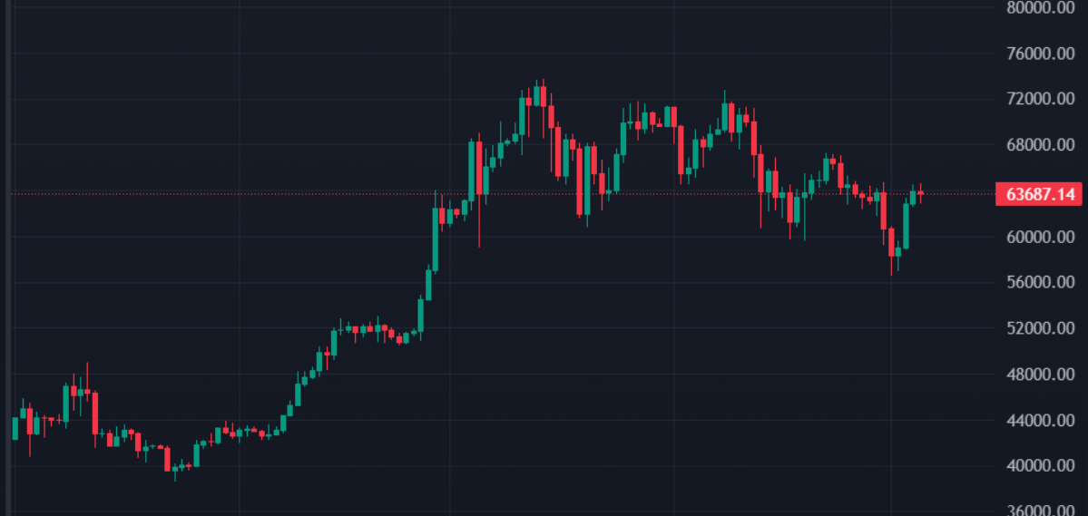 Zmena ceny Bitcoinu od začiatku 2024